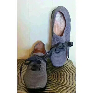 L'Amour Des Pieds Taimah Sneakers Ribbed Woven Ribbon Lace Up Gray Women’s 7